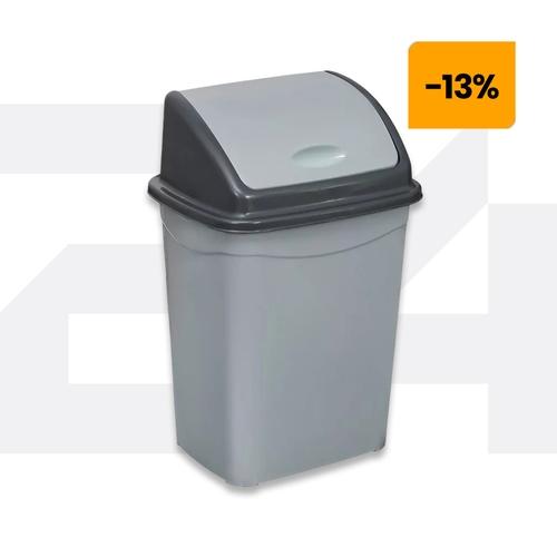 Szemetes kuka, billenő fedéllel, műanyag, 26 literes, szürke, UP120P