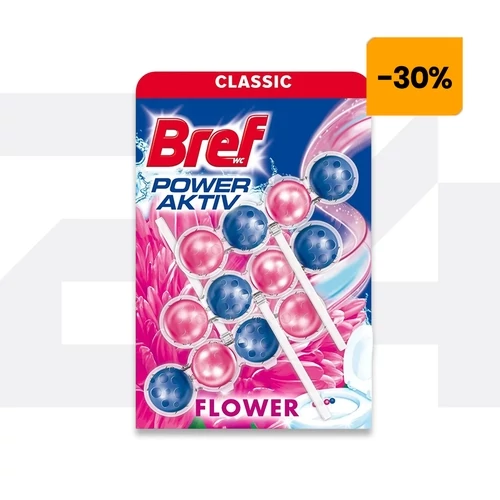 WC illatosító, golyós, 3 x 50 g, Bref Power Aktiv Fresh Flower