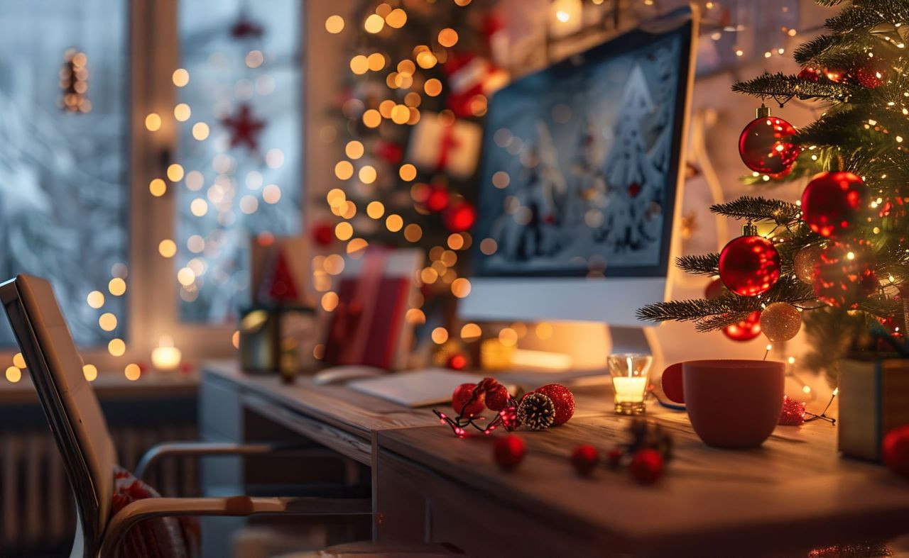 Hangulatos karácsonyi dekoráció otthonra és irodába, fényfüzérekkel és gyertyákkal