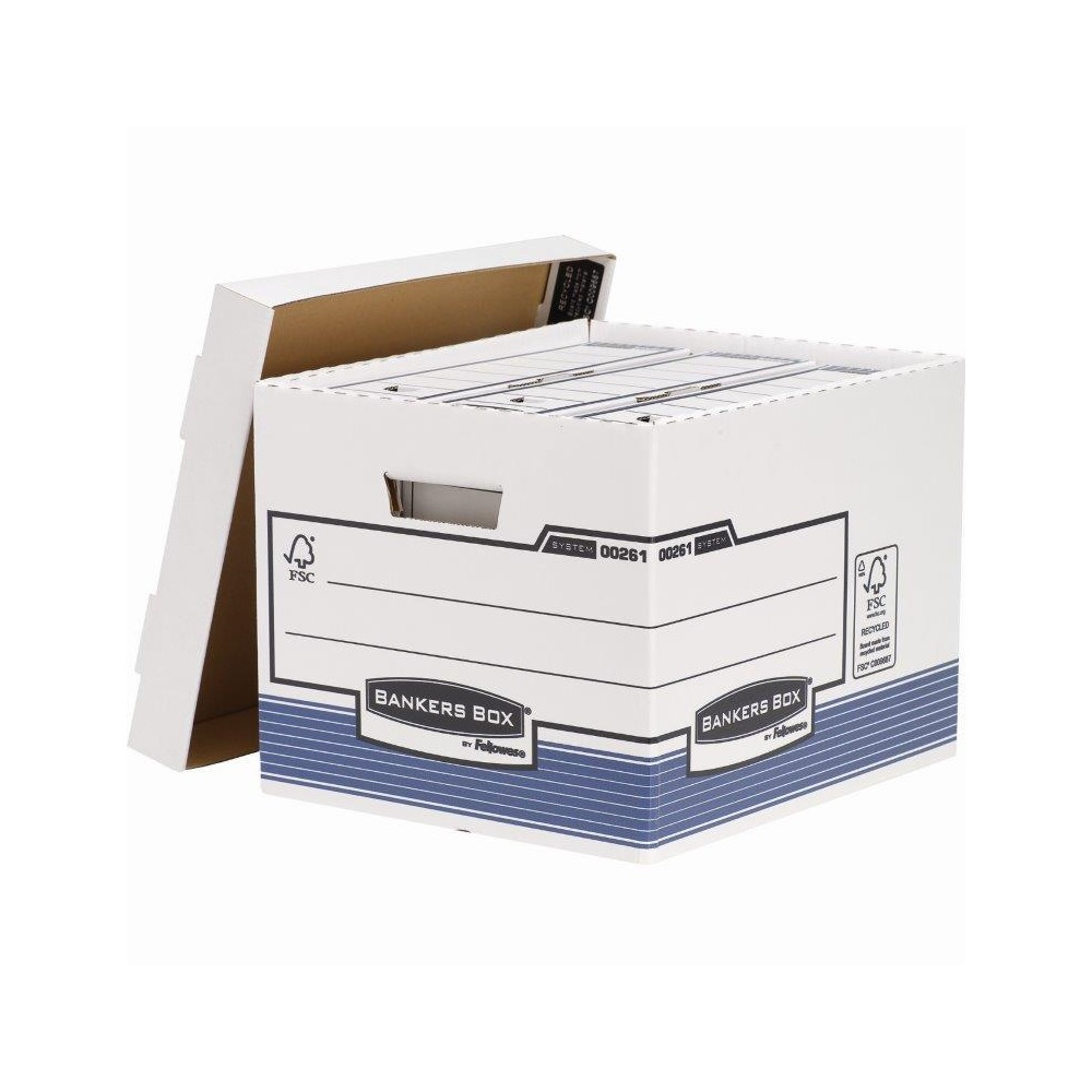 Archiváló konténer, karton, standard, Fellowes® Bankers Box System, 10 db/csomag, kék