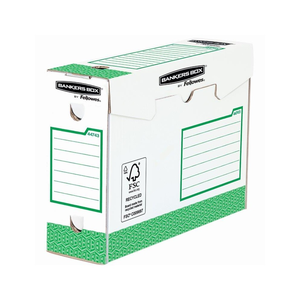 Archiváló doboz Extra erős, A4+, 100mm, Fellowes® Bankers Box Basic, 20 db/csomag, zöld/fehér