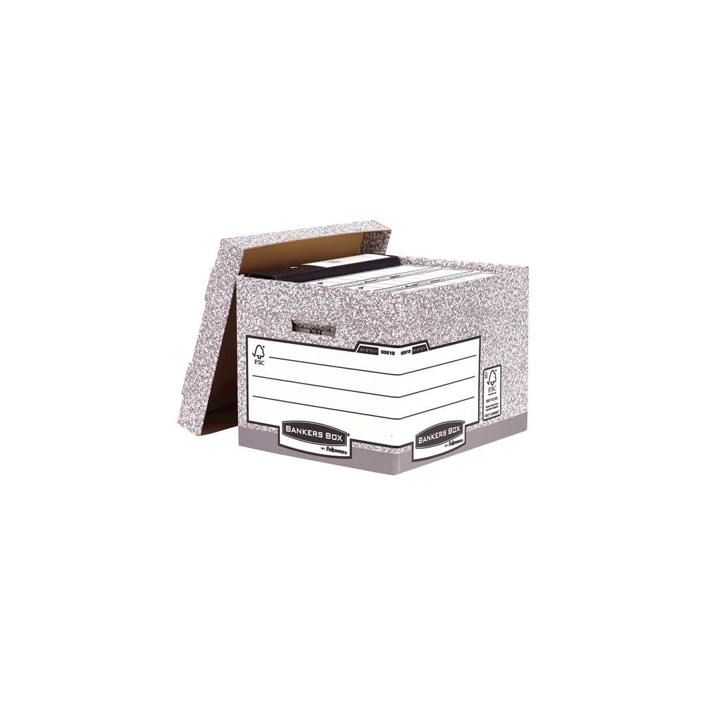 Archiváló konténer, karton, standard, Fellowes® Bankers Box System, 2 db/csomag, szürke/fehér