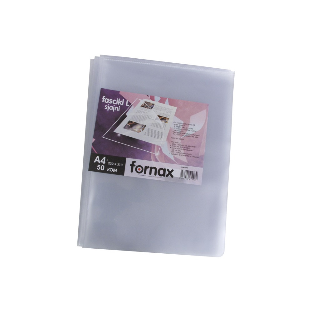 Genotherm `L` A4, 90 micron víztiszta, felül-oldalt nyitható, 50 db/csomag, Fornax