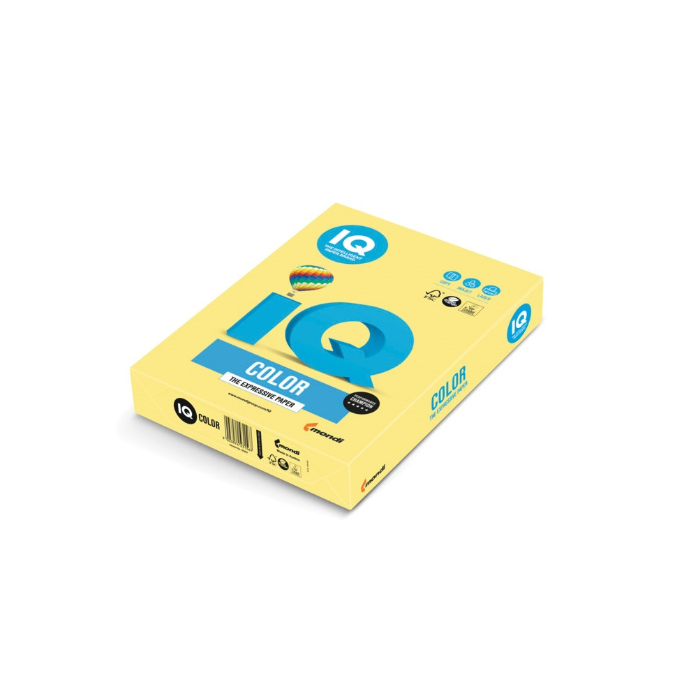 Másolópapír, színes, A4, 160g. IQ Color YE23 250ív/csomag, pasztel sárga