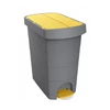 Szemeteskuka pedálos műanyag 60 literes Pelikán Slim eco antracit színű sárga tetővel UP232-214