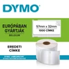 Dymo etikett LW nyomtatóhoz eltávolítható 32x57mm fehér ORIGINAL 1000 db etikett/doboz
