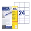 Etikett címke, 70 x37mm, univerzális, 24 címke/ív, 100 ív/doboz, Avery fehér