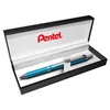 Vékony hegyű kék rollertoll – Pentel EnerGel BL407S-A – fém test – vizsgákhoz, aláíráshoz, naplózáshoz