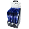 Vinson V5 Scholar nyomógombos golyóstoll kék testtel és gumírozott fogóval, 36 darabos display kiszerelésben, irodai és mindennapi használatra