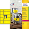 Etikett címke, időjárásálló poliészter, 63,5 x29,6 mm, 27 címke/ív, 20 ív/doboz, Avery sárga