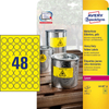 Etikett címke, időjárásálló poliészter, o30 mm, 48 címke/ív, 20 ív/doboz, Avery sárga