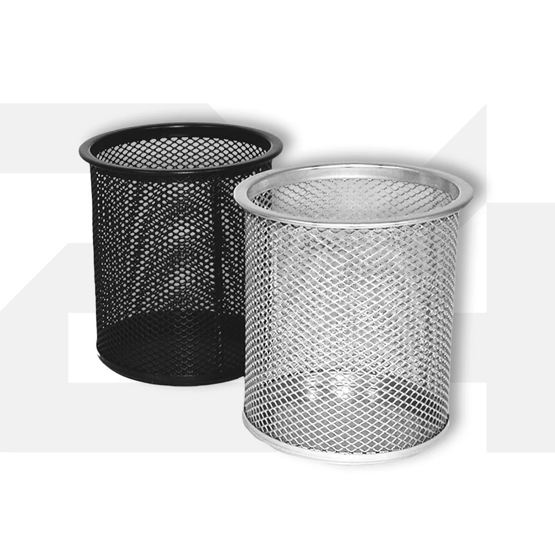 Fémhálós írószertartó pohár kerek Fornax, ezüst