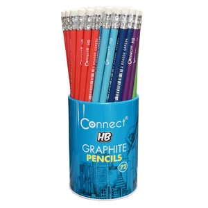 Grafitceruza HB, radíros, színestestű, Connect 72 db/csomag,
