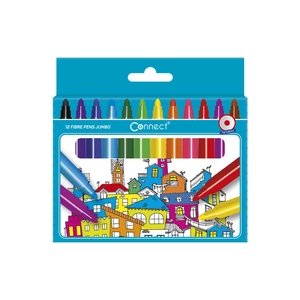 Rajzórára és otthoni alkotáshoz rostirón készlet – Connect Jumbo 12 szín, rendezett tárolás dobozban