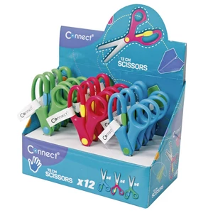 Iskolai olló 13 cm; speciális kialakítású nyitás rásegítő nyéllel