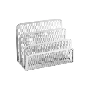 Stabil, jól átlátható Fornax fémhálós levéltartó 3 rekesszel, ezüst kivitelben, bejövő és kimenő levelek szétválasztásához
