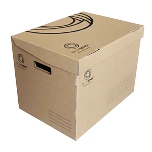 Bluering archiváló konténer karton doboz barna, fedeles, 430 × 330 × 298 mm, 3 rétegű