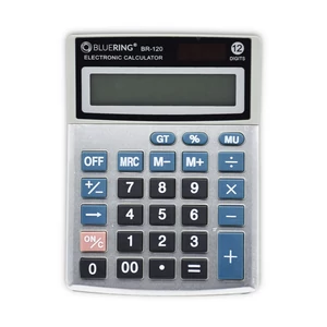 Számológép Bluering® BR-120 – 12 számjegyes kijelző, „00” gomb, GT (Grand Total) funkció, automatikus kikapcsolás