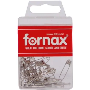 Fornax BC-24 biztosítótű készlet, 5×9×1,7 cm méretű, átlátszó műanyag dobozban, rendezett és biztonságos tároláshoz, irodai és kreatív használatra