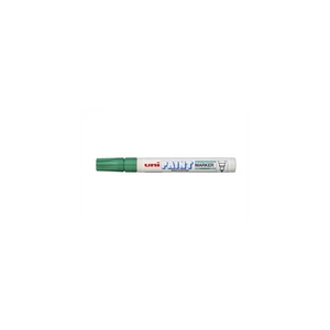 Uni PX-20 zöld lakkmarker, 2–3 mm hegyvastagságú, fedő, fény- és vízálló tinta, fémtestes kivitel