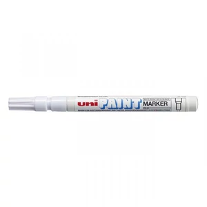 Fehér Uni PX-21 lakkmarker 0,8–1,2 mm heggyel, erősen fedő, víz- és kopásálló tinta fémre, fára, üvegre, műanyagra