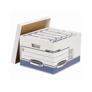 Archiváló konténer, karton, nagy, Fellowes® Bankers Box System, 10 db/csomag, kék