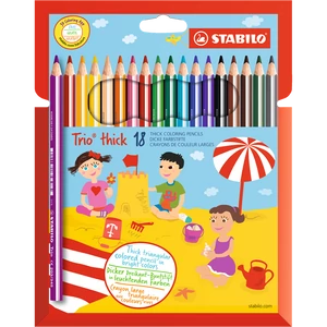 Színes ceruza készlet, háromszögletű vastag, STABILO TRIO 203/18 18 klf. szín