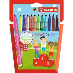 Rostirón, filctoll készlet, vízbázisú háromszögletű Stabilo Trio A-Z 378/12 12 klf. Szín