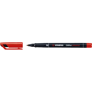 STABILO OHPen M 1 mm piros alkoholos marker közepes hegyvastagsággal, fóliák, műanyag irattartók, CD-k és sima felületek tartós, jól látható feliratozásához