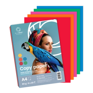 Másolópapír, színes, vegyes színek A4, 80 g Bluering® 5 x 20 ív/csomag, intenzív színes
