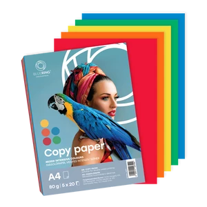 Bluering intenzív színes másolópapír A4, 80 g, 5 féle élénk árnyalatban, 100 lapos csomag