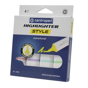 Szövegkiemelő  készlet 1-4,6mm, vágott hegyű, Centropen 6252 pasztell, 4 klf. szín