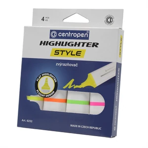 Szövegkiemelő készlet 1-4,6mm, vágott hegyű, Centropen 6252 neon, 4 klf. szín