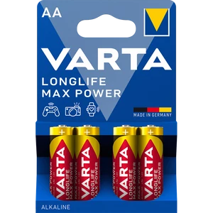 Varta Longlife Max Power AA ceruzaelem (LR06), 1,5 V alkáli technológia, 4 db/csomag – tartós energia háztartási és irodai eszközökhöz