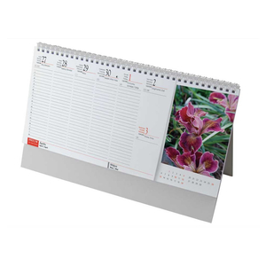 Asztali naptár 320mmx155mm, Virágok fehérlapok álló tartóval Realsystem 2023.