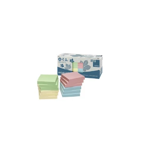 Jegyzettömb öntapadó, 75x75mm, 12x100lap, újrahasznosított Info Notes, sárga, zöld, kék, rózsaszín