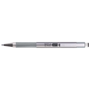 Ezüst Zebra F-301A golyóstoll (kék) – irodai és iskolai mindennapokra; csúszásbiztos bordázott fogórész, vékonyabb, tiszta vonal (0,24 mm), 0,7 mm golyós hegy, F betét kompatibilitás