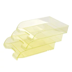 Asztali dokumentum rendszerező tálca A4 papírokhoz – Bluering 550 extra széles irattálca, áttetsző sárga