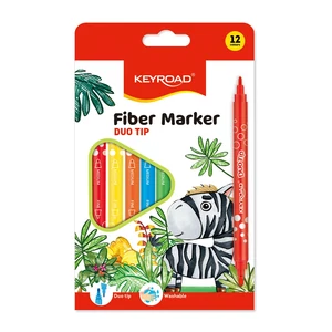 Rostirón, filctoll készlet 2 mm/4 mm kétvégű 12 db/bliszter Keyroad Duo Tip vegyes színek