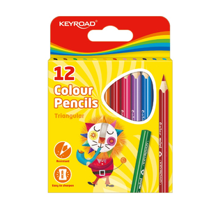 Színes ceruza készlet rövid, háromszögletű Keyroad 12 klf. szín