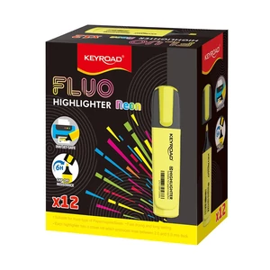 Keyroad Fluo neon sárga szövegkiemelő – 6 mm vágott hegy, 3,5 g tintatartalom, szuper hosszú írástartam