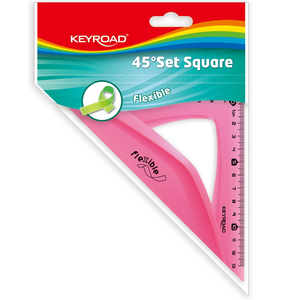 Vonalzó háromszög 45° 13 cm flexibilis Keyroad vegyes színek