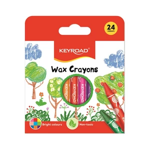 Keyroad Wax Crayon zsírkréta készlet 8x90 mm, 24 db/bliszter, vegyes színek
