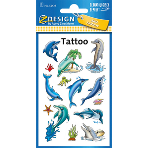 Matrica tetoválás 1ív/csomag Avery delfinek tengeri csillagokkal
