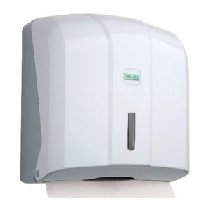 Vialli K4 fehér kéztörlő-adagoló, V és C hajtogatás kompatibilis, zárt műanyag házzal, falra szerelhető