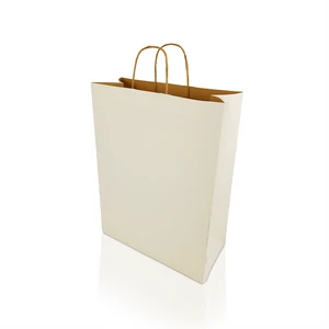 Sodrottfüles papírtáska 320x420mm 150mm talp L méret 200 db/doboz, fehér