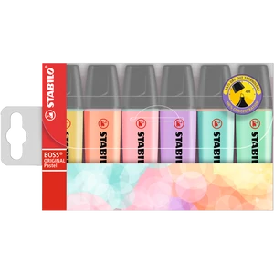 Szövegkiemelő készlet 2-5mm, vágott hegyű STABILO Boss original Pastel, 6 klf. szín