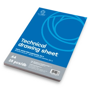 Bluering A4-es műszaki rajzlap, 180 g súlyú, 25 ív/csomag kiszerelésben, fehér, sima felületű, precíz rajzoláshoz és műszaki tervekhez