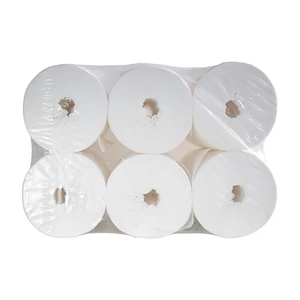 Toalettpapír 2 rétegű, közületi felhasználásra, 19 cm átmérő, 100% cellulóz, hófehér, laponkénti belső adagolással, 12 tekercs/karton
