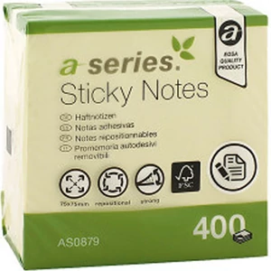 A-Series sárga öntapadó jegyzettömb 75×75 mm-es méretben, 400 lappal, mindennapi irodai és otthoni használatra üzenetek, teendőlisták és emlékeztetők ragasztásához monitorra, mappára vagy dokumentumra